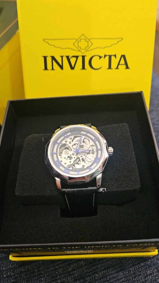 Invicta Skeleton Automatic Watch 069/126 Men’s Leather Band 30M Water Resistant
